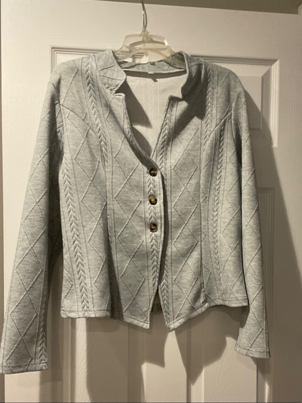 Light Gray Knit Button-Front Women's Jacket